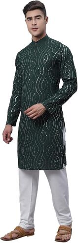 Sojanya (Since 1958, Men's Pure Cotton Grey Designer Kurta and White Churidar Pyjama Set in Kuwait