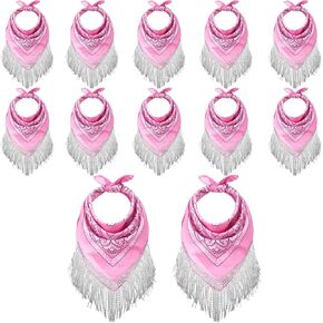 12 Pack Cowgirl Bandanas Rhinestone Fringe Paisley Scarf Wedding Bride Accessories for Women Disco Bachelorette Party in Kuwait