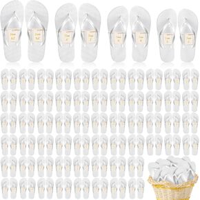 Unittype 72 Pairs Flip Flops Bulk for Wedding Party Guests Sandals Pack Casual Slippers with Assorted Size Cards Sign for Bridal Reception Hotel Travel Spa Pool Party Favor Supplies