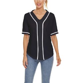 Women Baseball Jersey Button Down Tee Short Sleeve Shirt Sports Uniform Softball Jersey Active T-Shirt