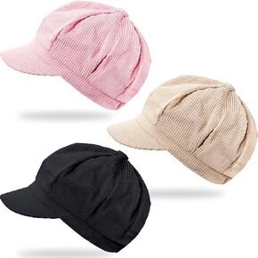 3 Pieces Women Newsboy Cap Summer Beret Cap Cabbie Painter Hat 8 Panel Vintage Octagonal Visor Hats