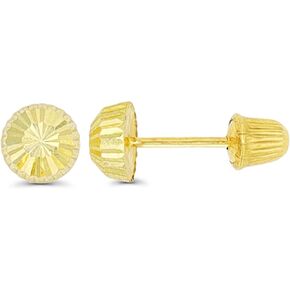 14K Yellow Solid Gold Diamond Cut Half Ball Ball Screw Back Stud Earrings | Stud Earrings | Ball Screw Backs | Fine Jewelry | Solid Gold Stud Earrings for Women and Teens in Saudi Arabia