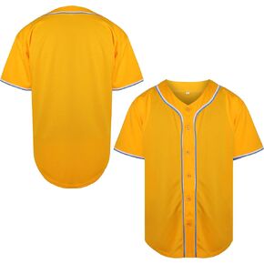 MESOSPERO Blank Jersey Plain Hipster Hip Hop for Men Button-Down Baseball Jersey Short Sleeve Shirt in Saudi Arabia