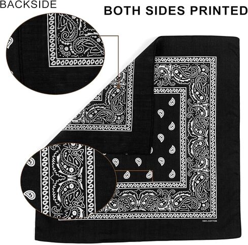 la ceida Cotton Bandanas for Men & Women Paisley Cowboy Bandana Handkerchiefs for Hair 22x22 in Kuwait