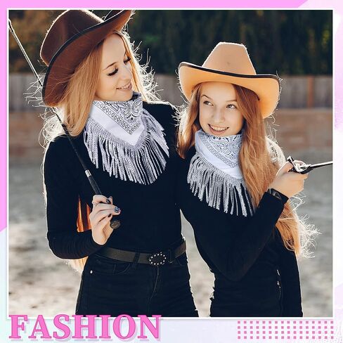 2 Pcs Disco Fringed Bandana Last Disco Party Paisley Bandanas Rhinestone Fringe Bandanas for Women Girls Western Party Favor in Kuwait