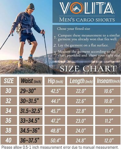 VoLIta Mens Hiking Cargo Shorts Relaxed Fit Tactical Shorts Casual Outdoor Fishing Shorts with Multi Pockets in Kuwait