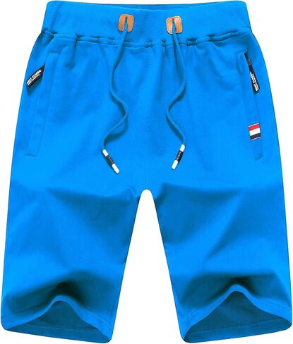 Chrisuno Men's Shorts Elastic Waist Athletic Sweat Shorts with Zipper Pockets in Saudi Arabia