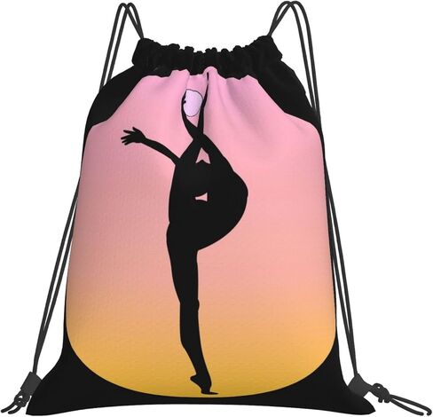 Love Gymnastics Gymnast Print Drawstring Backpack Sports Gym Sack Sackpack String Bag Cinch Bag For Sport Yoga Travel Shopping Women Men in Kuwait
