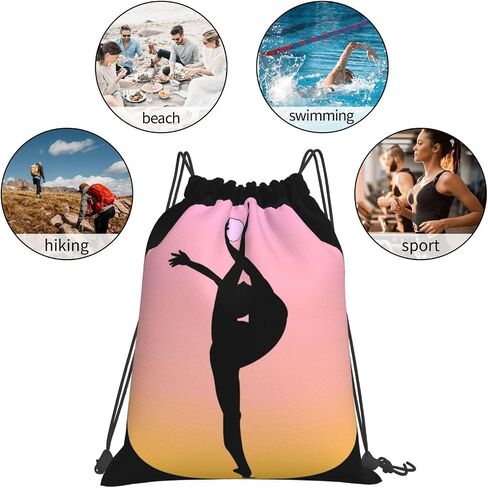 Love Gymnastics Gymnast Print Drawstring Backpack Sports Gym Sack Sackpack String Bag Cinch Bag For Sport Yoga Travel Shopping Women Men in Kuwait