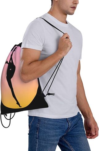 Love Gymnastics Gymnast Print Drawstring Backpack Sports Gym Sack Sackpack String Bag Cinch Bag For Sport Yoga Travel Shopping Women Men in Kuwait