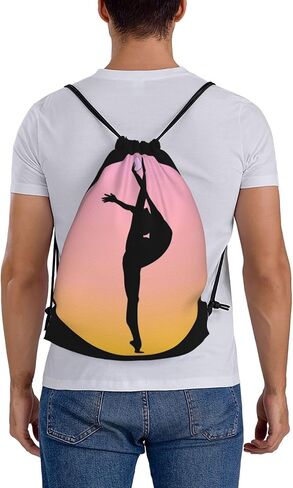 Love Gymnastics Gymnast Print Drawstring Backpack Sports Gym Sack Sackpack String Bag Cinch Bag For Sport Yoga Travel Shopping Women Men in Kuwait