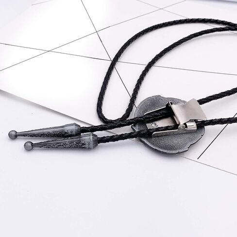 ربطة عنق للرجال من Lanxy American Vintage Fashion Western Cowboy Black Enamel Wolf Moon Bolo لون رمادي in Saudi Arabia