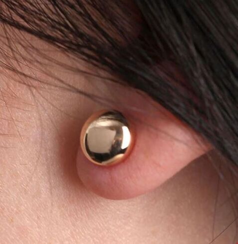 حلق كروي من الذهب الأصفر عيار 14 قيراط على شكل زر مسطح من 3 مم إلى 10 مم in Kuwait