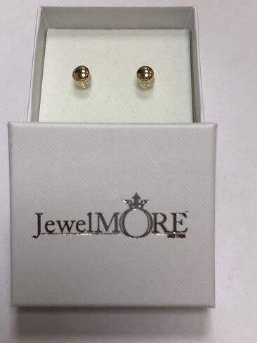 حلق كروي من الذهب الأصفر عيار 14 قيراط على شكل زر مسطح من 3 مم إلى 10 مم in Kuwait