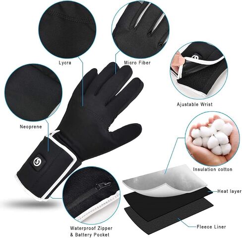 Heated Glove Liners Men Women,Rechargeable Battery Heated Motorcycle Ski Snow Warmer Gloves in Kuwait