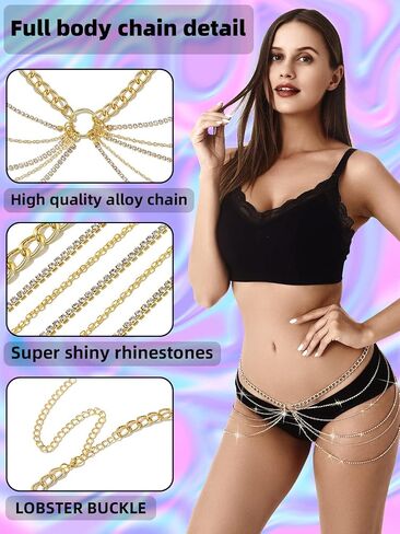 Rhinestone Body Chains Jewelry For Women And Girls Sexy Belly Waist Chain Bikini Beach Accessories Suitable for a Variety of Carnival scenes in Saudi Arabia