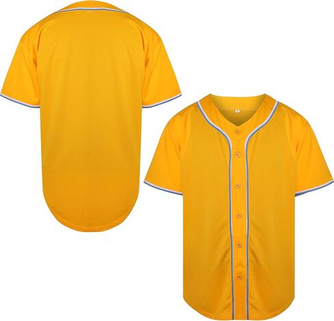 MESOSPERO Blank Jersey Plain Hipster Hip Hop for Men Button-Down Baseball Jersey Short Sleeve Shirt in Kuwait