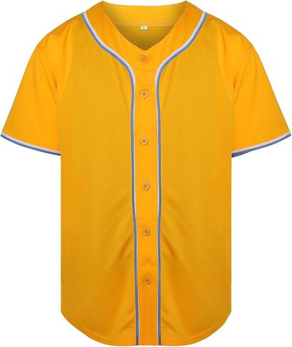 MESOSPERO Blank Jersey Plain Hipster Hip Hop for Men Button-Down Baseball Jersey Short Sleeve Shirt in Kuwait