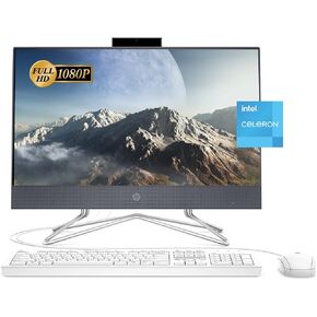 2022 Newest HP AIO Desktop, 21.5" FHD Display, Intel Celeron G5905T Processor, 16GB RAM, 512GB PCIe SSD, Webcam, DVD-RW, Wi-Fi, HDMI, Bluetooth, Wired KB and Mouse, Windows 11 Home, Blue in Saudi Arabia