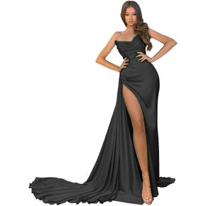 Women's Strapless Mermaid Prom Dresses Long 2022 High Split Formal Evening Party Gowns in Saudi Arabia