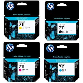 HP حزمة خرطوشة حبر 711 تتكون من خرطوشة حبر اسود اتش بي 711 38 مل، خرطوشة حبر ازرق سيان بي 711 29 مل، خرطوشة حبر ارجواني ماجنتا P 711 29 مل، خرطوشة حبر اصفر P 711 29 مل in Kuwait