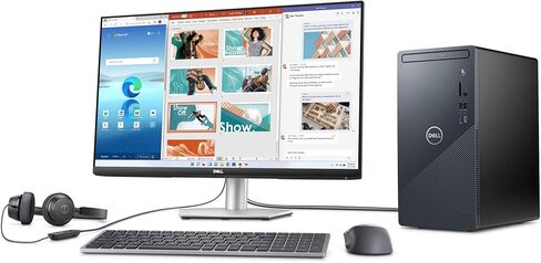 Dell Inspiron 3910 Desktop Computer Tower - 12th Gen Core i5-12400, 16GB DDR4 RAM, 256GB SSD + 1TB HDD, Intel UHD Graphics 730, WiFi 6, HDMI, Bluetooth, USB-C, Windows 11 Home - Blue (Renewed) in Saudi Arabia