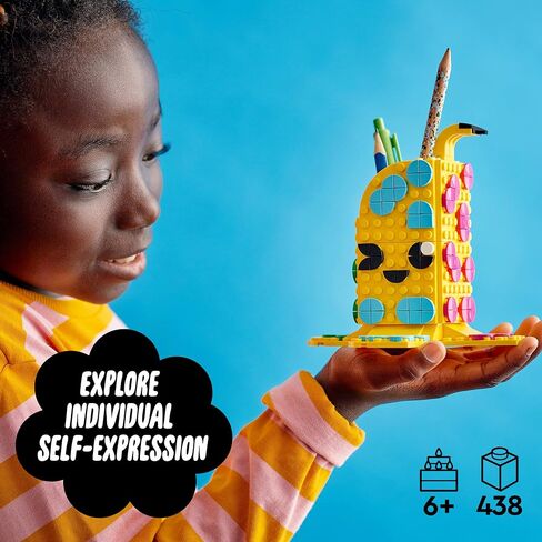 LEGO DOTS Cute Banana – Pen Holder 41948 DIY Craft Kit; Customizable Room Decor Piece That Kids can Decorate with Bright, Colorful Tiles; Tasty Fruit-Themed Playset for Fans Aged 6+ (438 Pieces) in Saudi Arabia