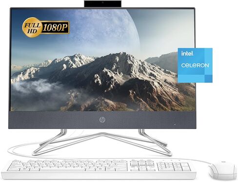 2022 Newest HP AIO Desktop, 21.5" FHD Display, Intel Celeron G5905T Processor, 16GB RAM, 512GB PCIe SSD, Webcam, DVD-RW, Wi-Fi, HDMI, Bluetooth, Wired KB and Mouse, Windows 11 Home, Blue in Saudi Arabia