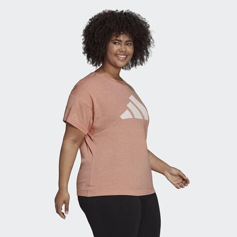 Adidas Women's Plus Size Sportswear Winners 2.0 T-Shirt, Ambient Blush Melange, 2X in Saudi Arabia