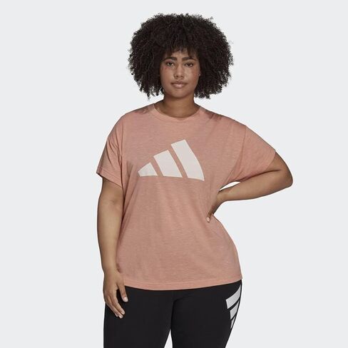Adidas Women's Plus Size Sportswear Winners 2.0 T-Shirt, Ambient Blush Melange, 2X in Saudi Arabia