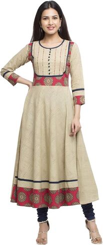 Yash Gallery Women's Indian Tunic Cotton Regular Anarkali kurta for Women in Saudi Arabia