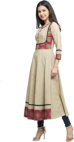 Yash Gallery Women's Indian Tunic Cotton Regular Anarkali kurta for Women in Saudi Arabia