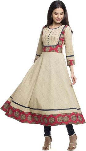 Yash Gallery Women's Indian Tunic Cotton Regular Anarkali kurta for Women in Saudi Arabia