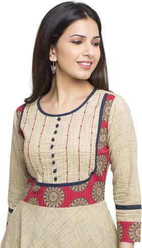 Yash Gallery Women's Indian Tunic Cotton Regular Anarkali kurta for Women in Saudi Arabia