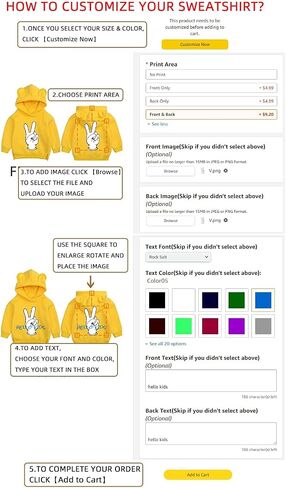 Kids Boys Girls Custom Sweatshirt Add Your Own Text and Design Hoodie Cotton Personalized Pullover in Saudi Arabia