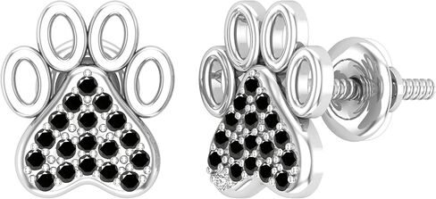 Dazzlingrock Collection Round Gemstone & White Diamond Cat's Paw Print Screwback Stud Earrings for Women in Gold & Sterling Silver in Saudi Arabia