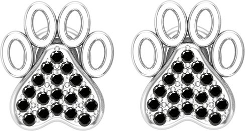 Dazzlingrock Collection Round Gemstone & White Diamond Cat's Paw Print Screwback Stud Earrings for Women in Gold & Sterling Silver in Saudi Arabia