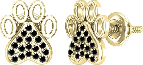 Dazzlingrock Collection Round Gemstone & White Diamond Cat's Paw Print Screwback Stud Earrings for Women in Gold & Sterling Silver in Saudi Arabia