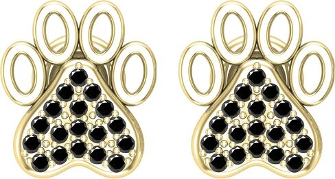 Dazzlingrock Collection Round Gemstone & White Diamond Cat's Paw Print Screwback Stud Earrings for Women in Gold & Sterling Silver in Saudi Arabia