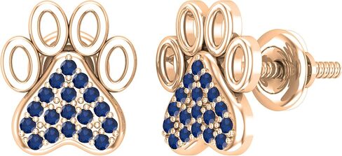 Dazzlingrock Collection Round Gemstone & White Diamond Cat's Paw Print Screwback Stud Earrings for Women in Gold & Sterling Silver in Saudi Arabia