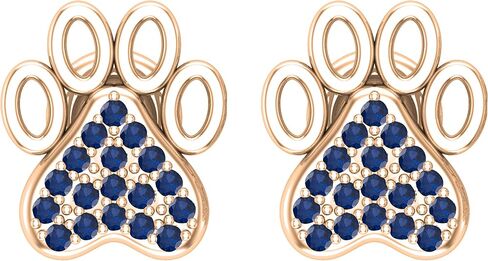 Dazzlingrock Collection Round Gemstone & White Diamond Cat's Paw Print Screwback Stud Earrings for Women in Gold & Sterling Silver in Saudi Arabia