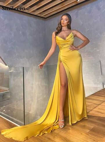 Women's Strapless Mermaid Prom Dresses Long 2022 High Split Formal Evening Party Gowns in Saudi Arabia