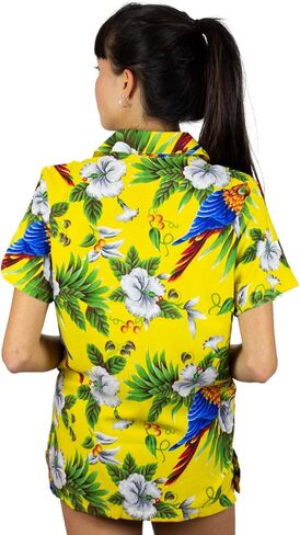 V.H.O. Funky Hawaiian Blouse Women Short-Sleeve Front-Pocket Cherry Parrot Multiple Colors in Kuwait