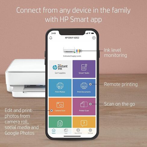 HP ENVY 6052 Wireless All-in-One Color Inkjet Printer, Mobile Print, Scan & Copy, Instant Ink Ready, 5SE18A (Renewed) in Saudi Arabia