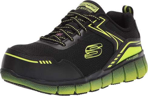 Skechers mens Athletic Work Style Construction Shoe, Black- Lime, 7 US in Saudi Arabia