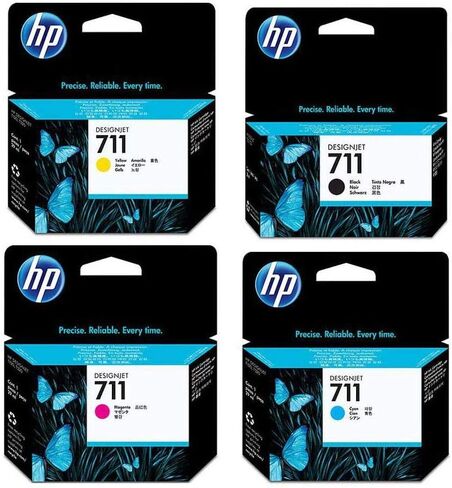 HP حزمة خرطوشة حبر 711 تتكون من خرطوشة حبر اسود اتش بي 711 38 مل، خرطوشة حبر ازرق سيان بي 711 29 مل، خرطوشة حبر ارجواني ماجنتا P 711 29 مل، خرطوشة حبر اصفر P 711 29 مل in Kuwait
