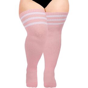 Moon Wood Plus Size Thigh High Socks for Thick Thighs- Womens Knit Cotton Extra Long Over the Knee High Socks Leg Warmer