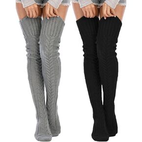 SherryDC Women's Cable Knit Thigh High Socks Winter Boot Stockings Extra Long Over Knee High Leg Warmers in Saudi Arabia
