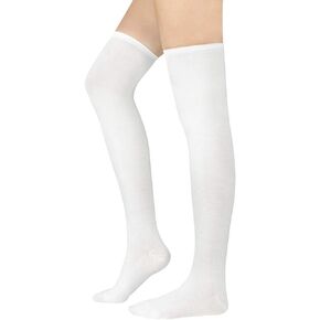Zando Women Over Knee Thigh High Socks Plus Size Tube Leg Warmers Stocking Cotton Cosplay Long Solid Leggings Sock