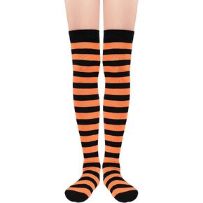 Zando Womens Thigh High Socks Striped High Knee Socks Knee High Socks for Cosplay Long Socks Over the Knee Leg Warmers
